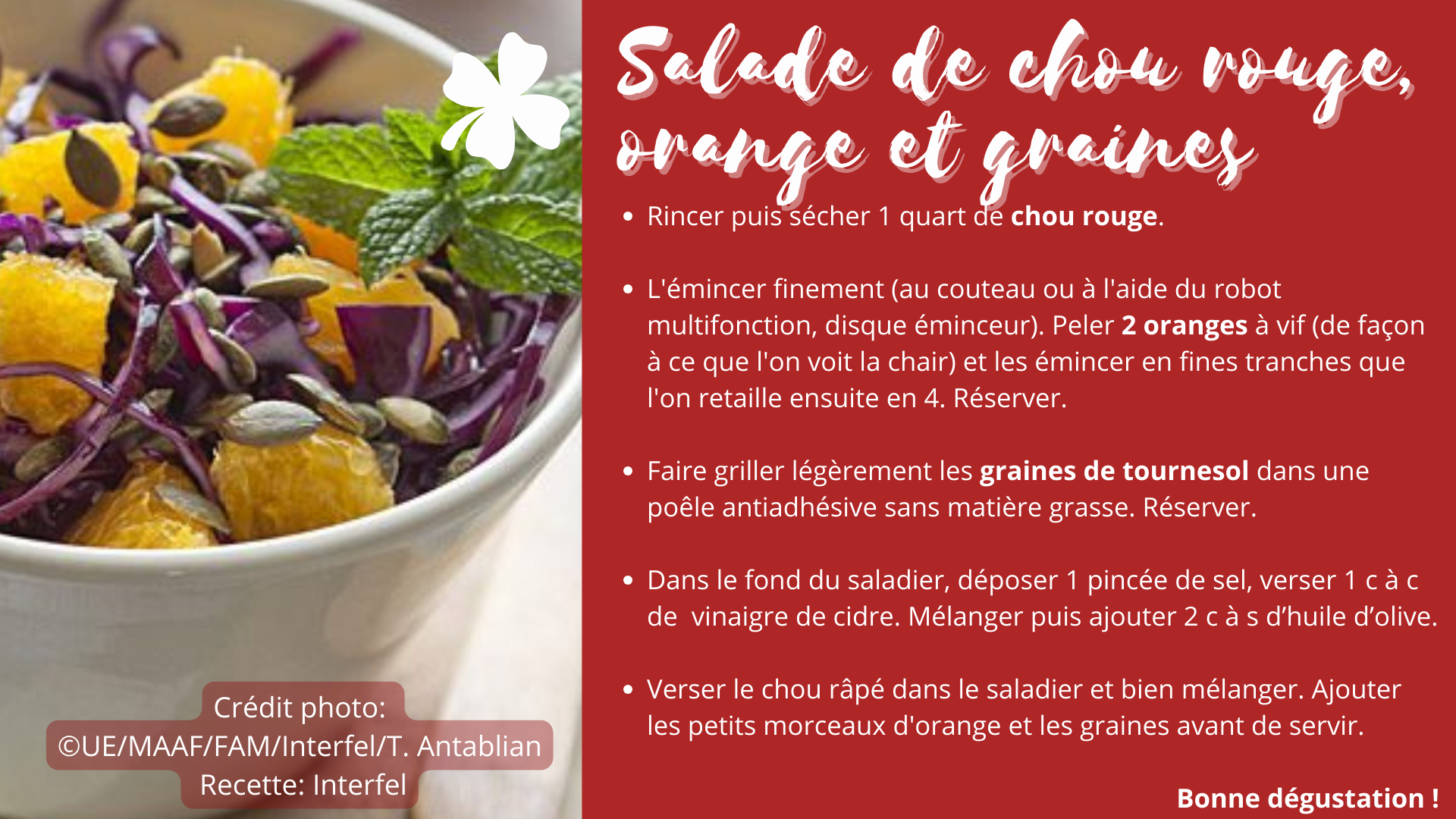 Salade chou rouge orange